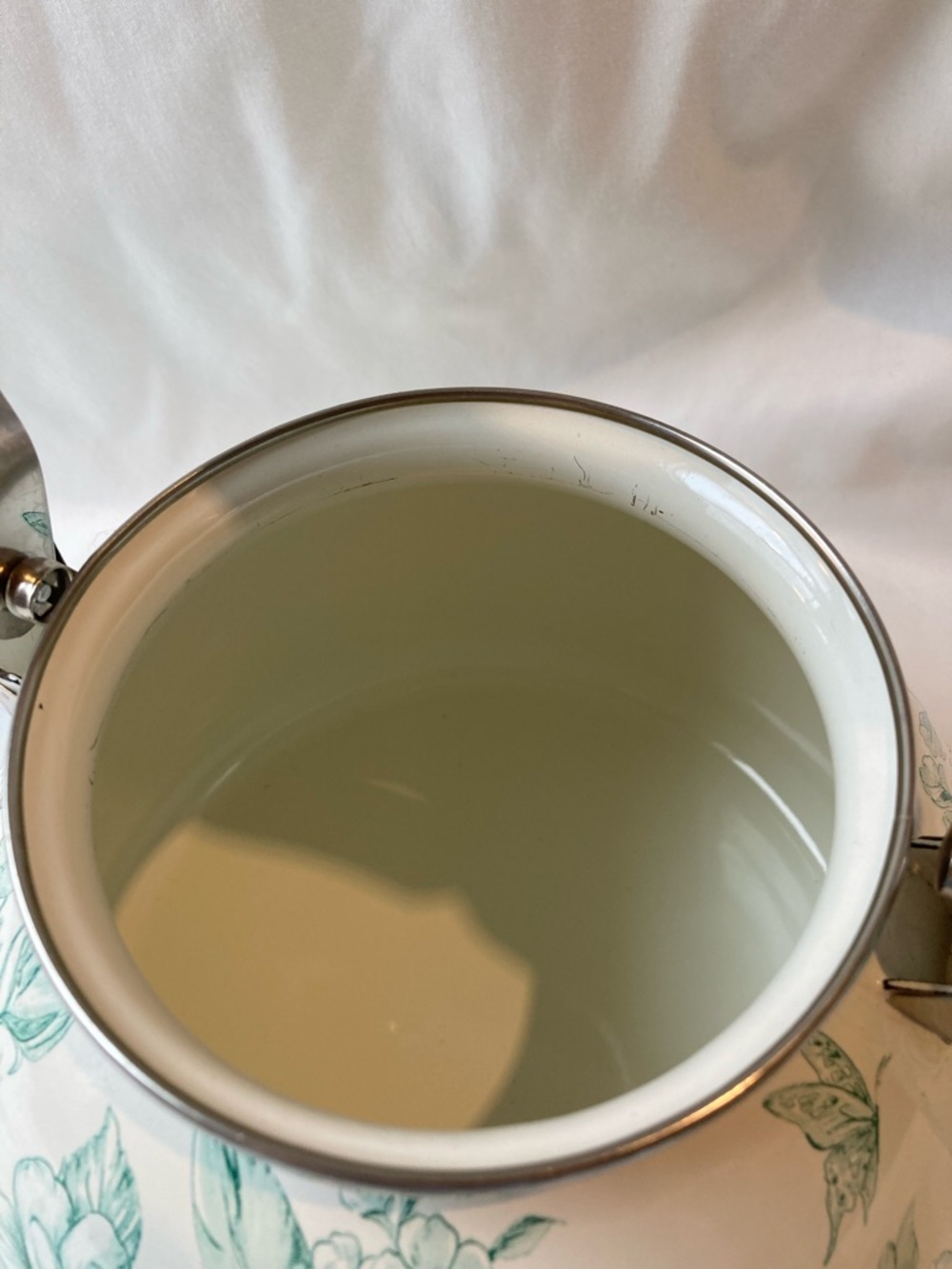 Pioneer Woman Agatha Enamel on Steel 2Qt Whistling Tea Kettle Floral Green White - Picture 5 of 9
